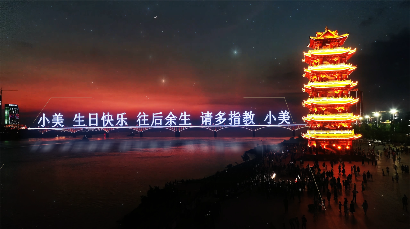 编号2030：航拍夜景大桥塔