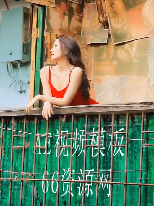 复古美女绿色广告牌
